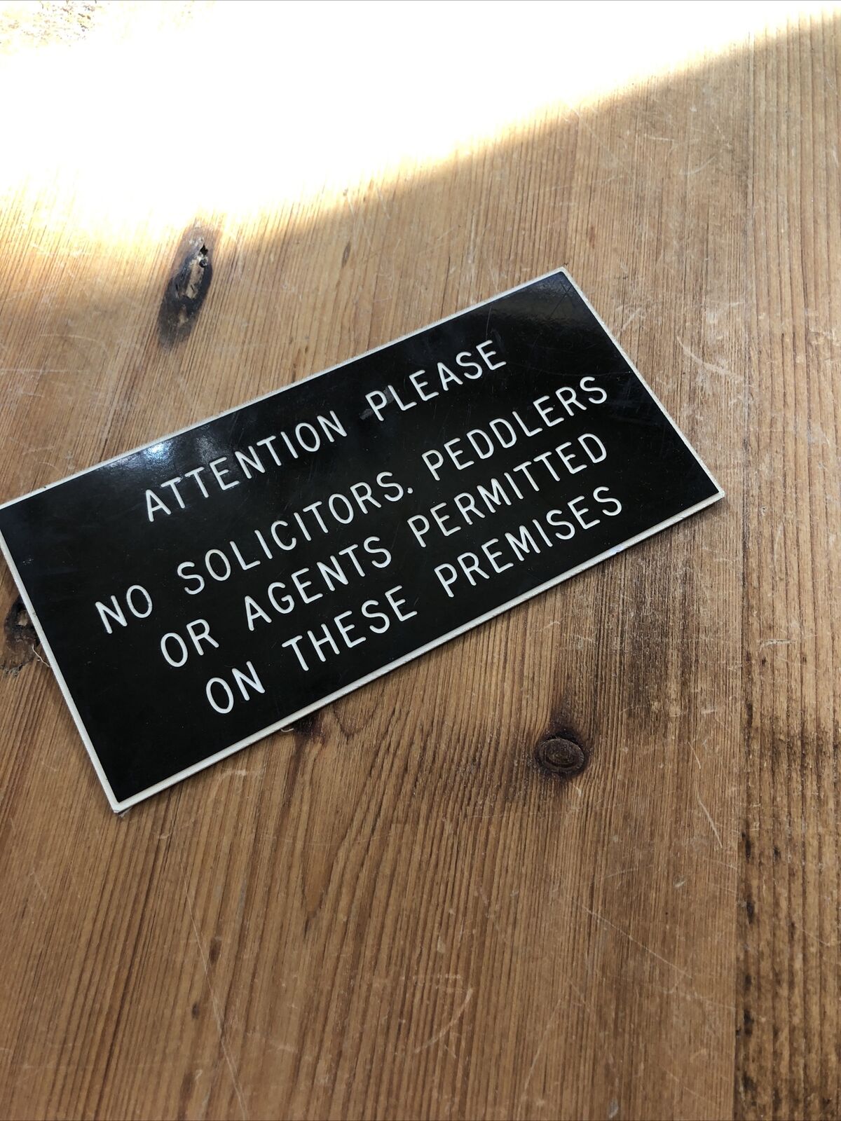 Vintage Tactile Attention Please No Solicitors Peddlers or Agents Sign