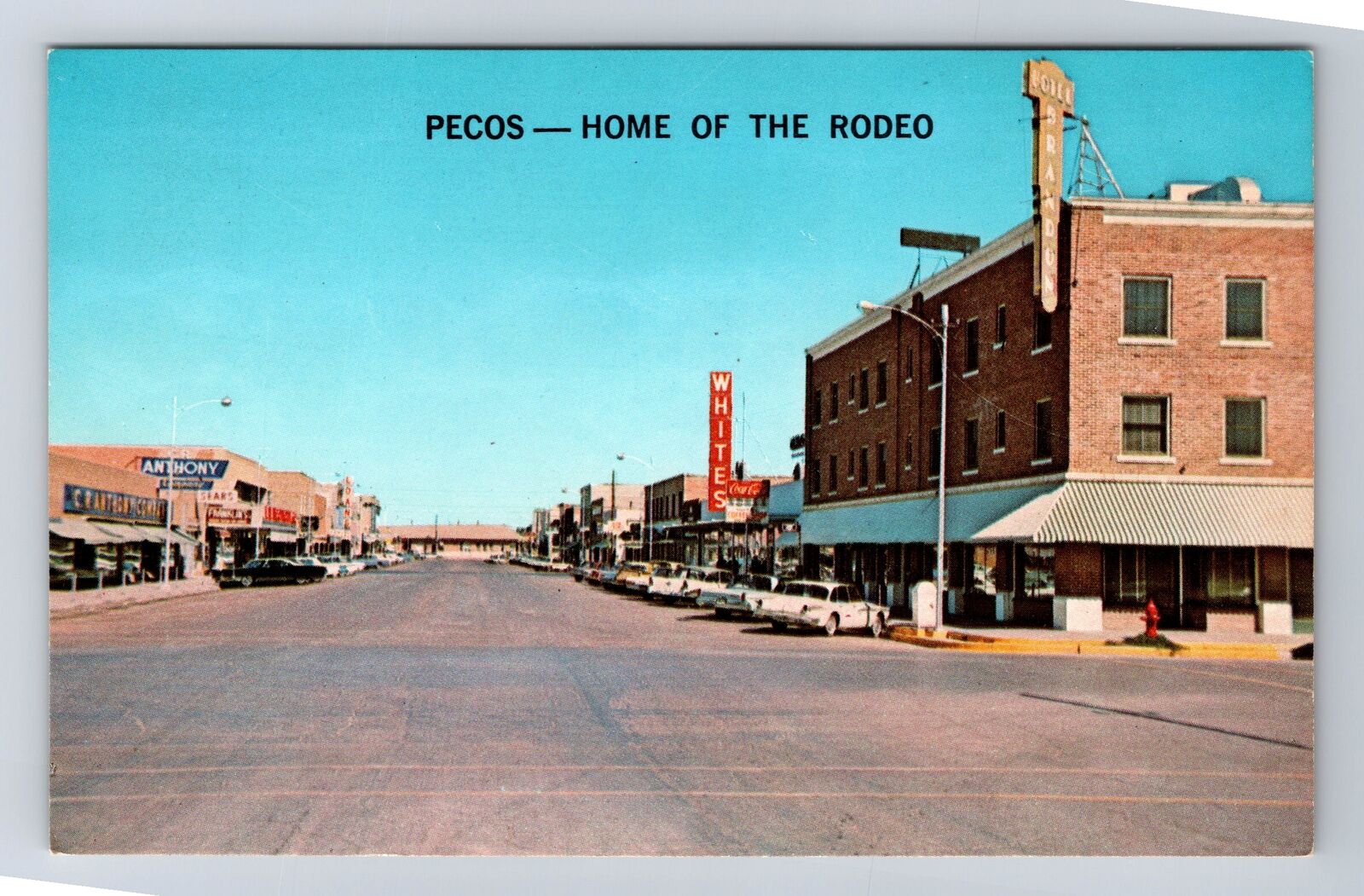 Pecos TX-Texas, Oak Street, Antique, Vintage Postcard