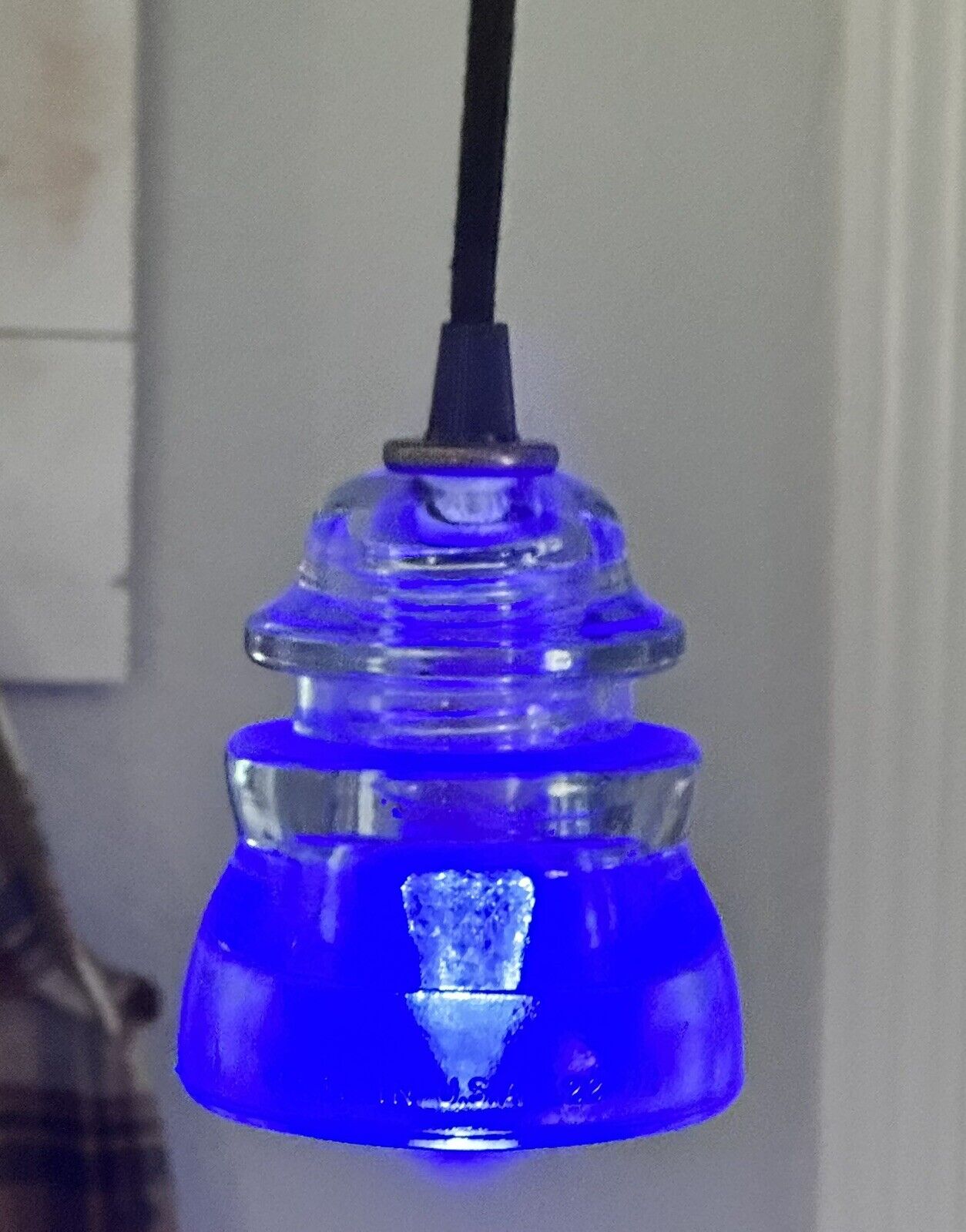 Vintage KERR Insulator Light / Pendant Light BLUE BULB