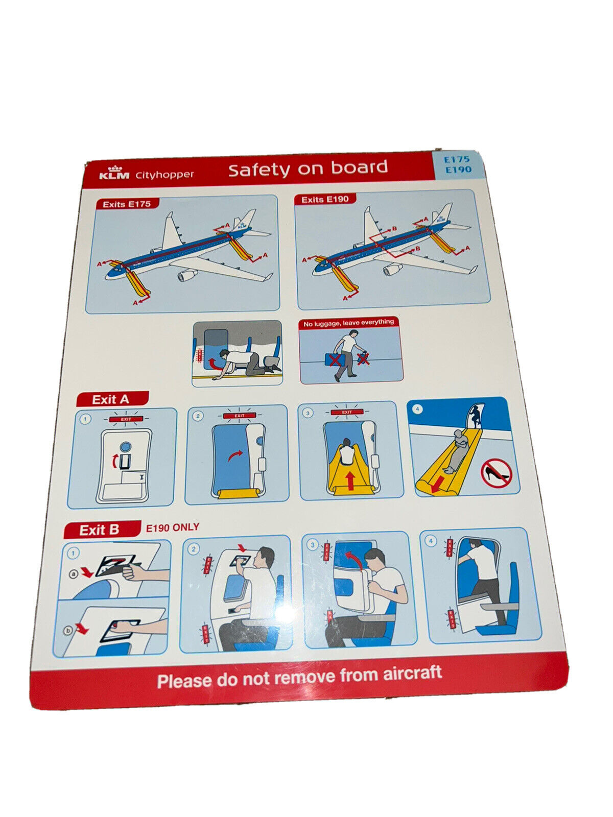 KLM CITYHOPPER EMBRAER E-175/E-190 SAFETY CARD CARD 2017