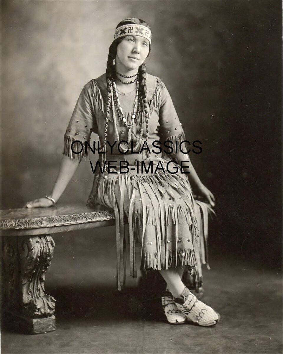 1908 BEAUTIFUL INDIAN GIRL PRINCESS TSIANINA WILD FLOWER REDFEATHER 8X10 PHOTO
