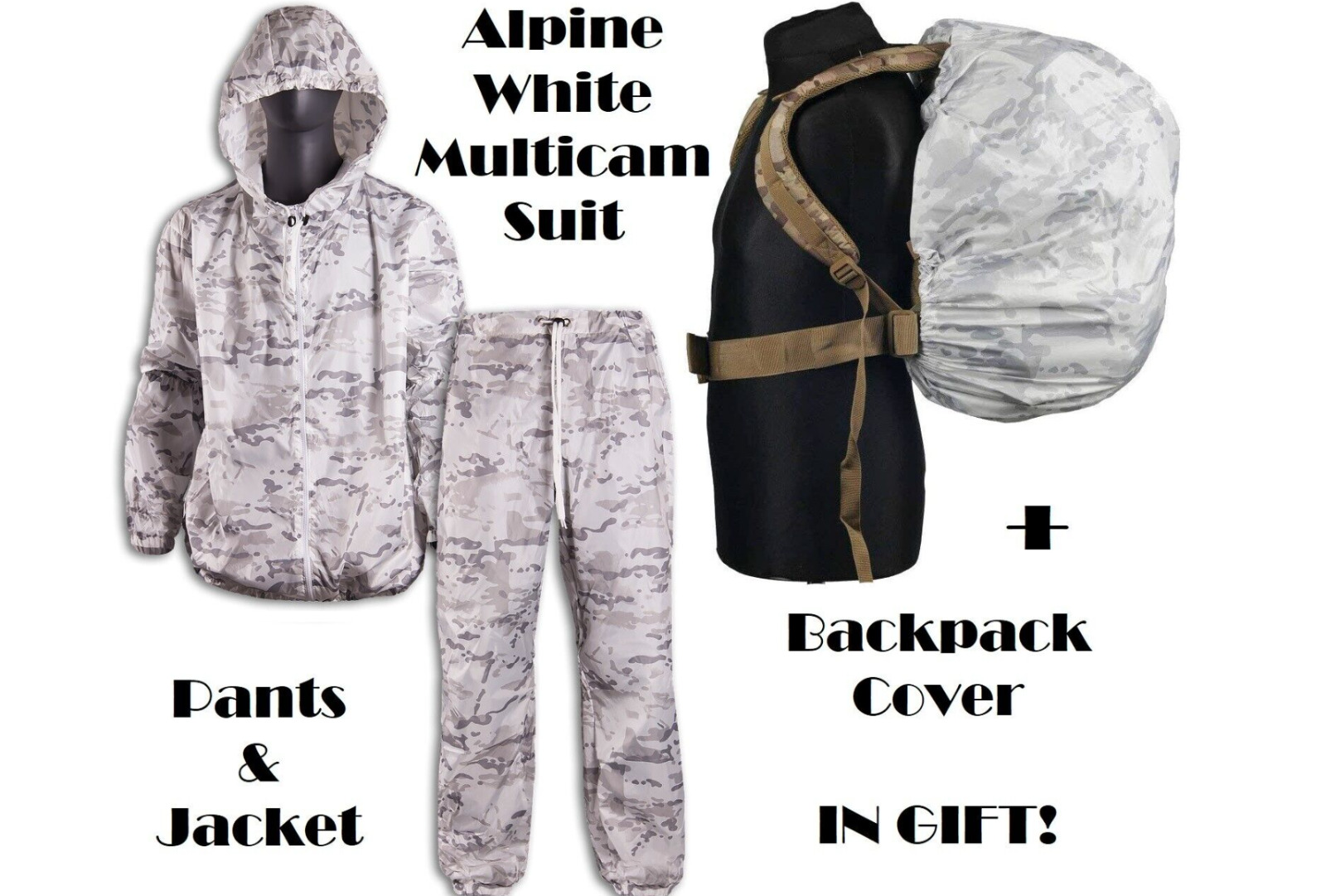 Multicam Alpine White Camouflage Suit | Winter Snow Camouflage Set | Waterproof