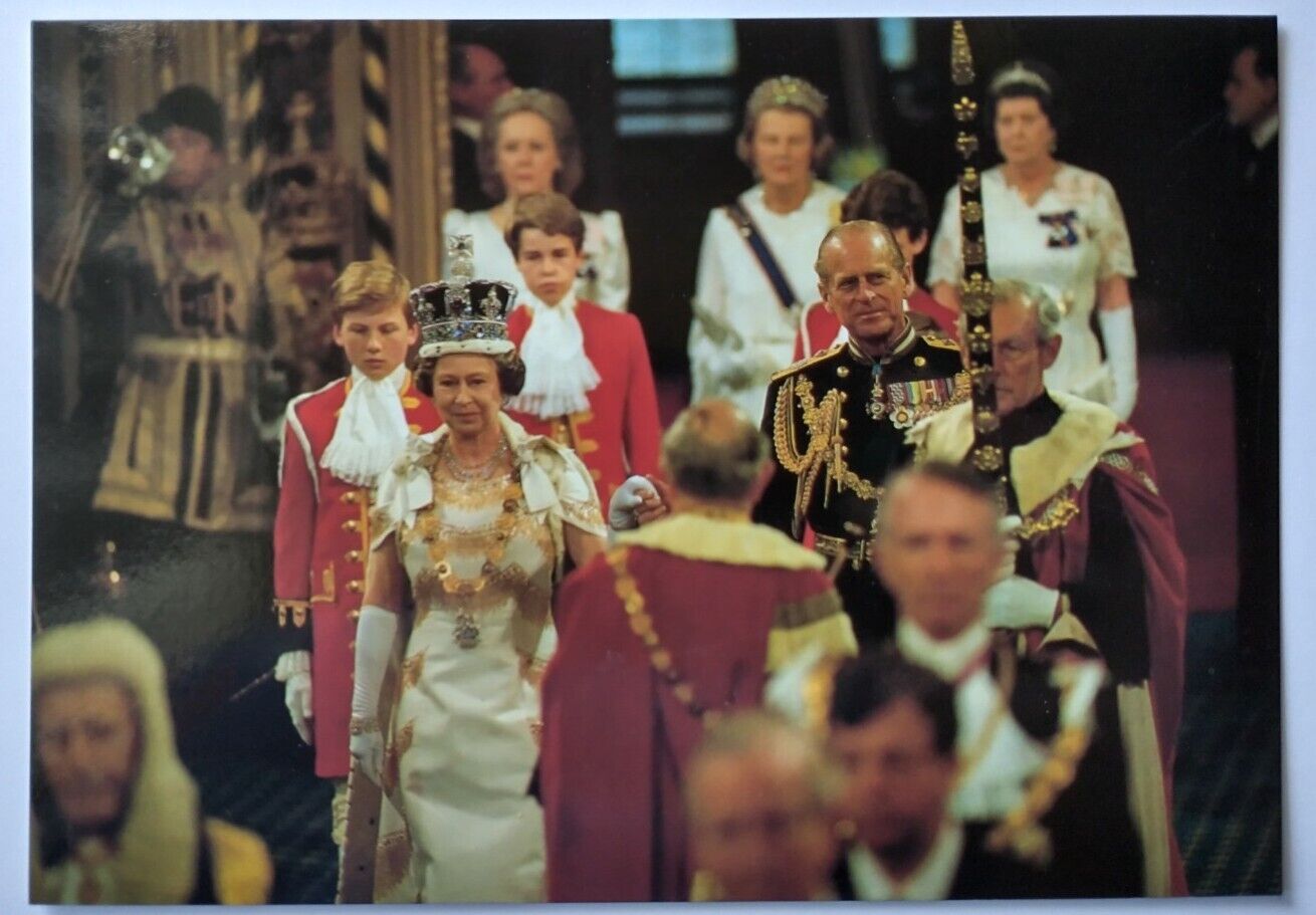Queen Elizabeth II and Prince Philip The State Opening Parliament 1987 Postcard