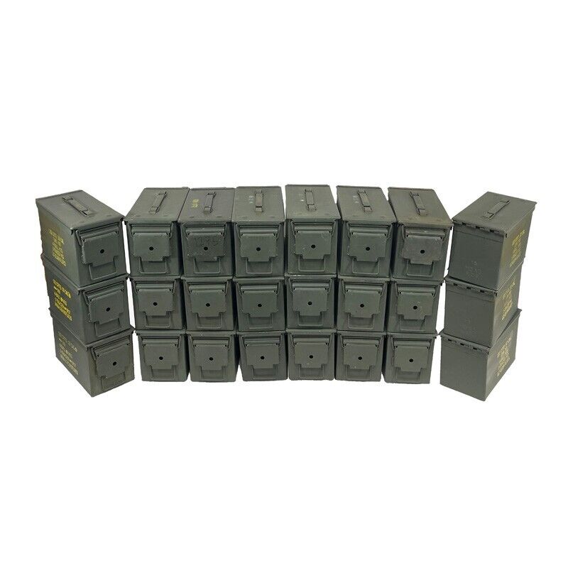 24 cans  Grade 1 50 cal empty ammo cans 24 Total  Excellent Cans 