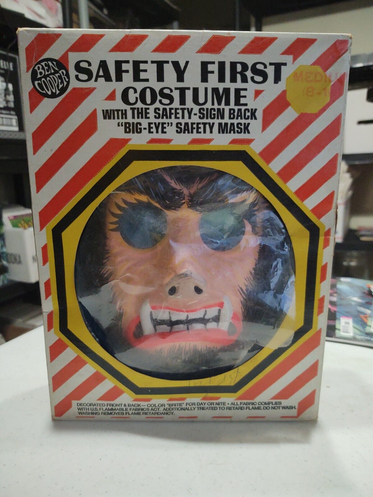 Vintage 1972 Ben Cooper Werewolf Wolfman Monster Mask & Costume & Box SAFETY