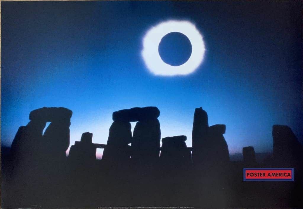 Stonehenge With Solar Eclipse Vintage Poster 1991 23.5 X 34 Photograph by Dr. Fr
