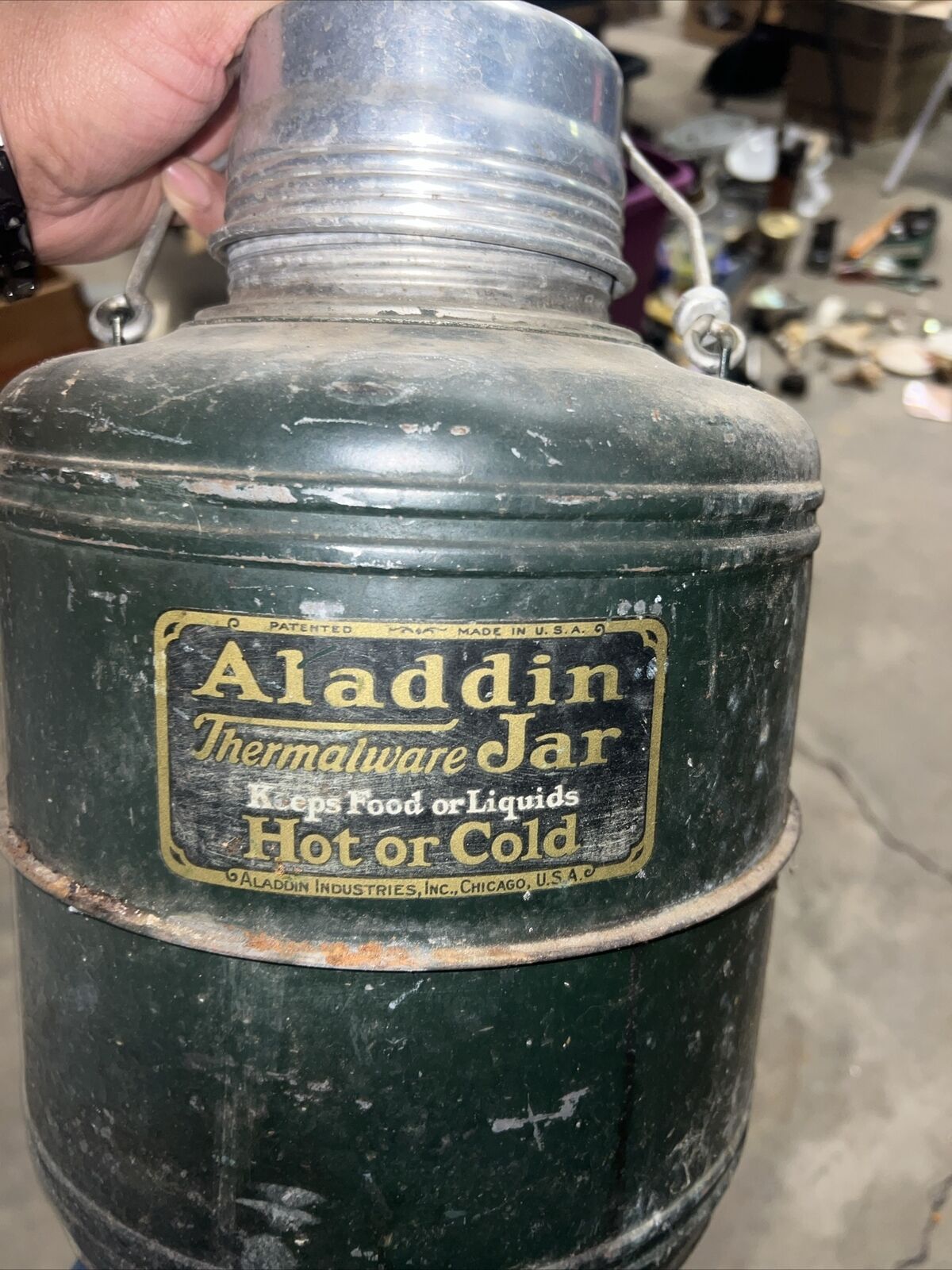 Vintage 1920s Large Thermos Aladdin Thermalware Jar Chicago USA Jug Heavy Duty