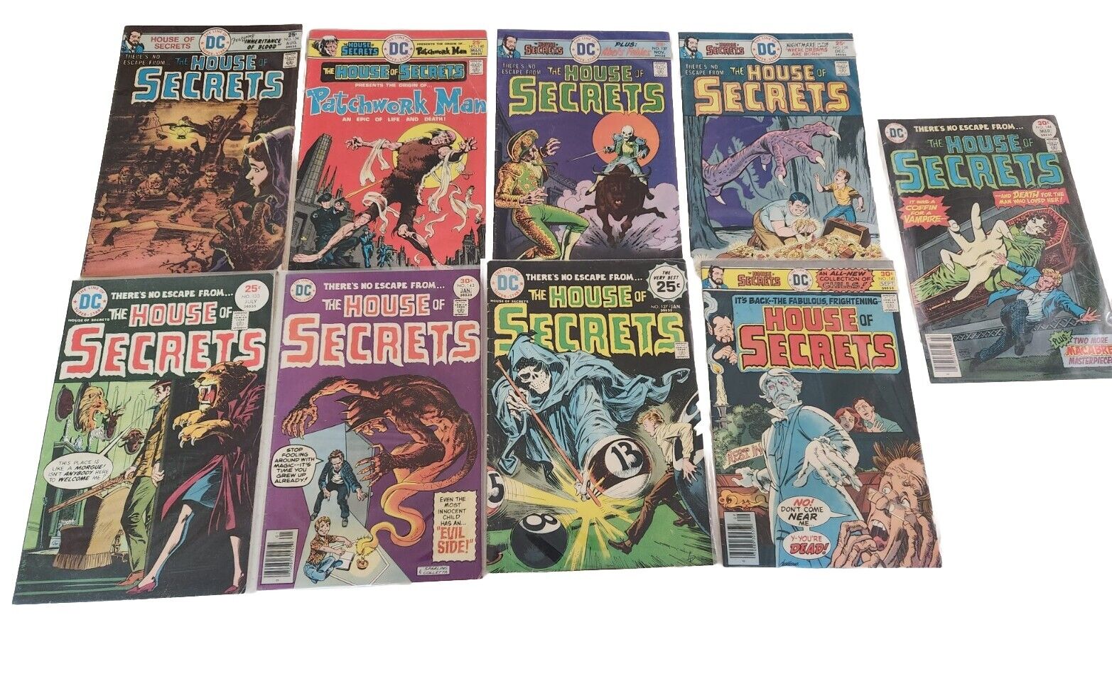 Lot Of 9 The House of Secrets  .15 / .30 cent DC Super Stars Broze Age