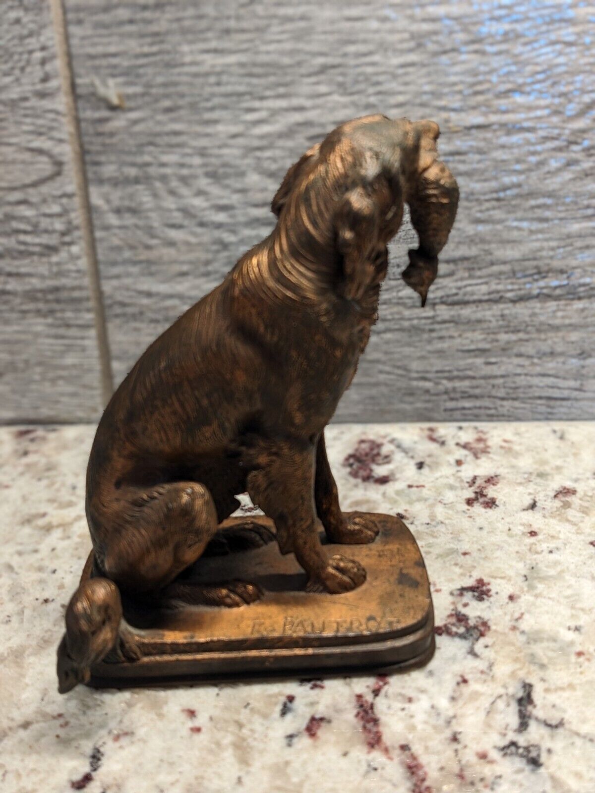 Antique French Bronze Sporting Dog  w/ Pheasant  Signed By F. Pautrot 