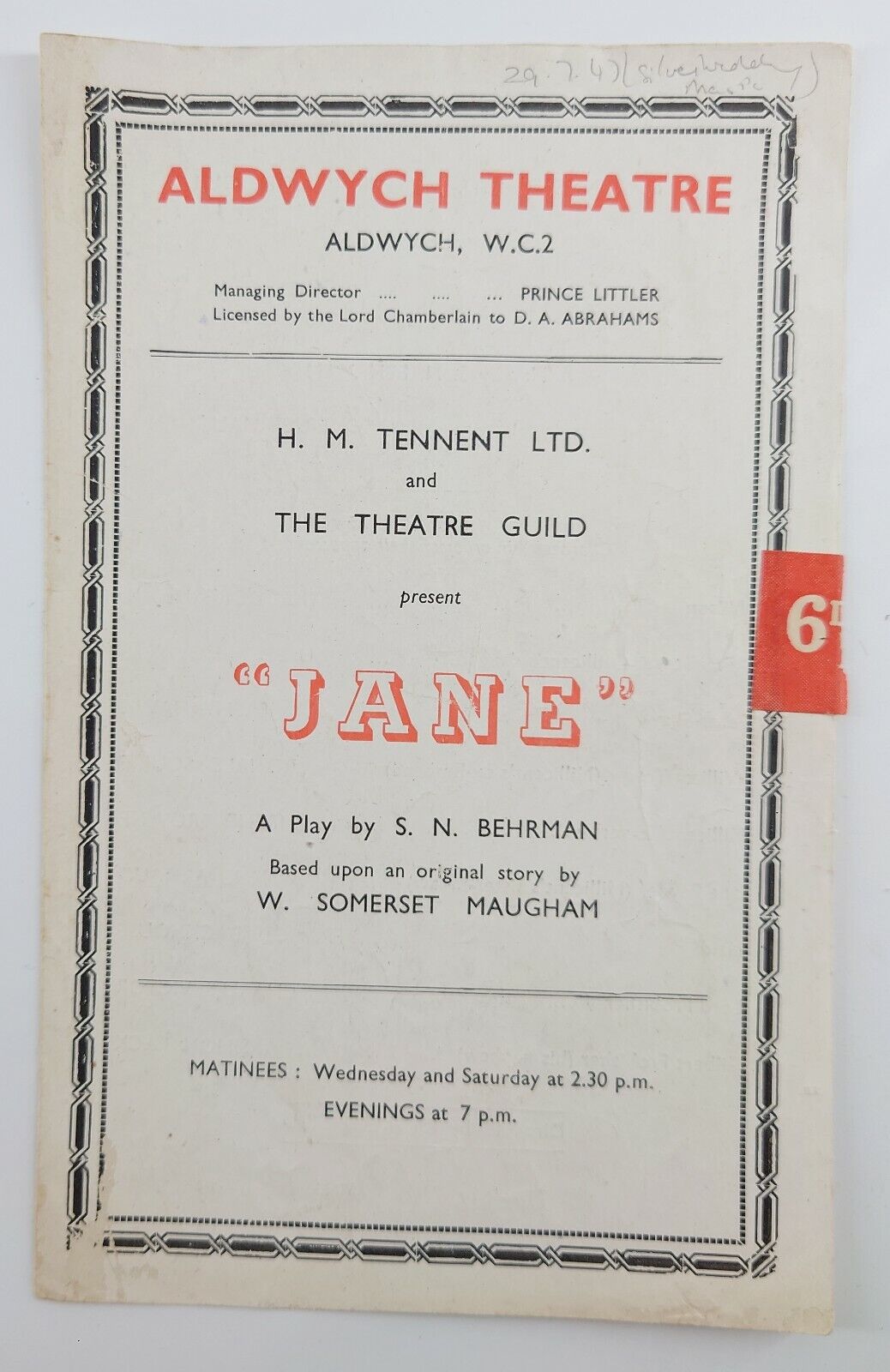 1947 Jane Aldwych Theatre Yvonne Arnaud, Irene Browne, Ronald Squire