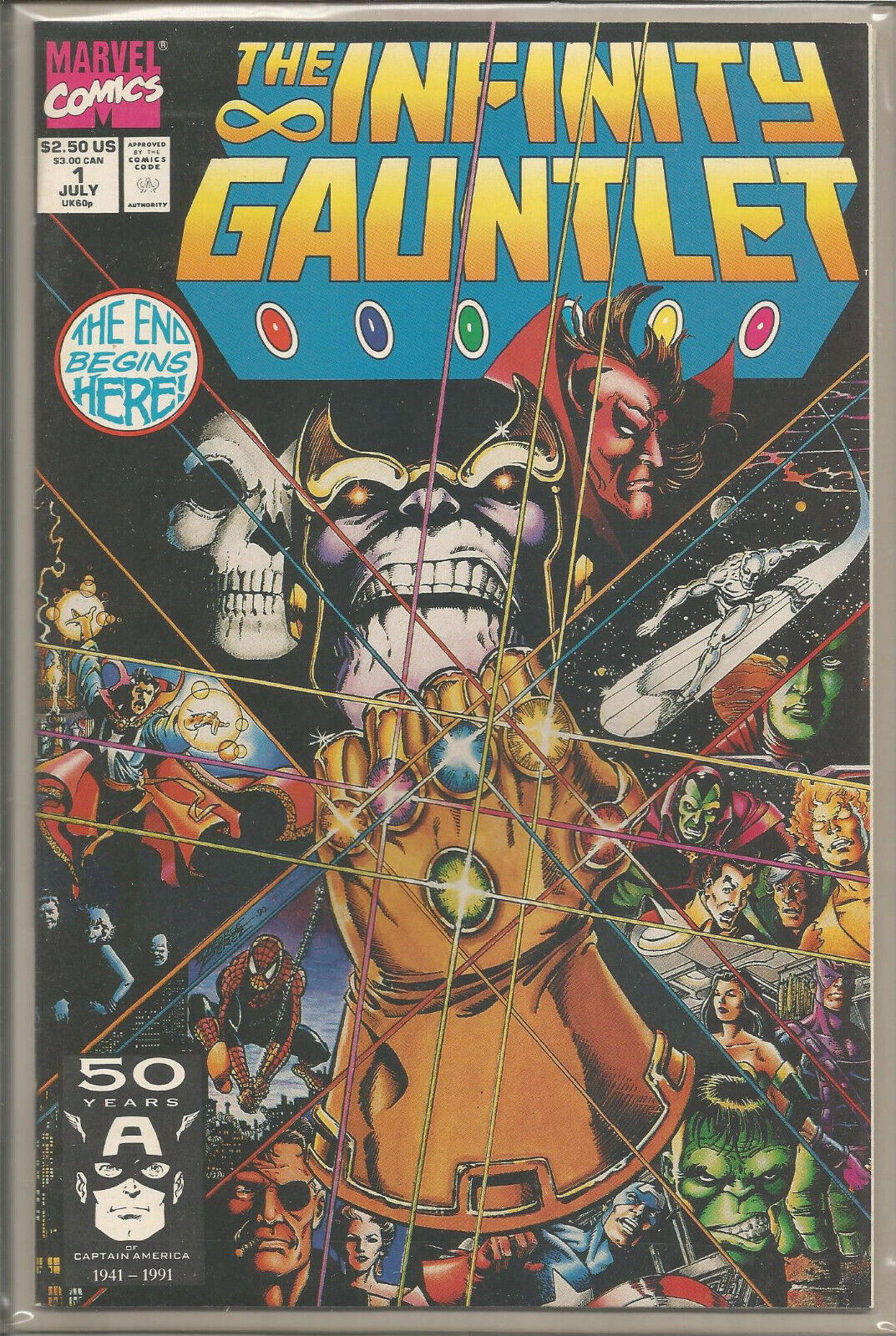 Infinity Gauntlet V.1 #1 George Perez (1991, Marvel/Direct) NM-M New/Old Stock