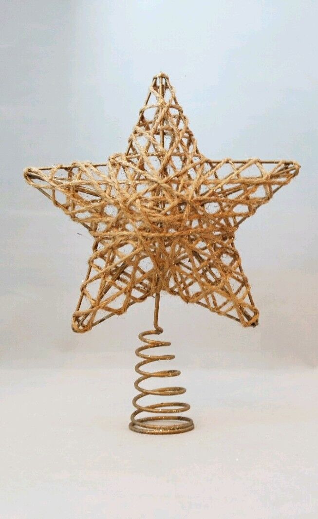 Star Tree Topper Small Gold Rattan Christmas Natural 6\