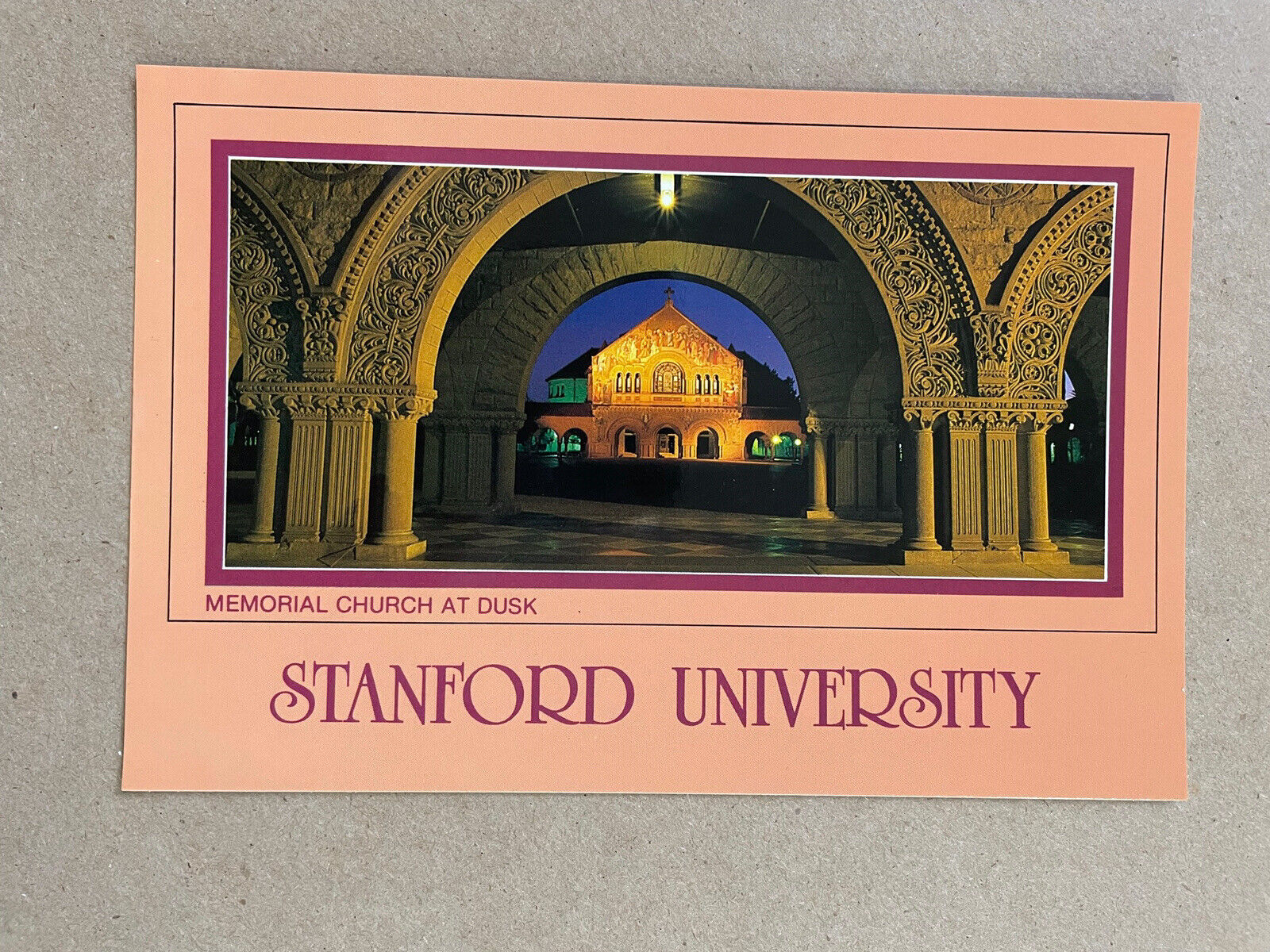 1988 Unposted Postcard CA Stanford University Memorial Church At Dusk