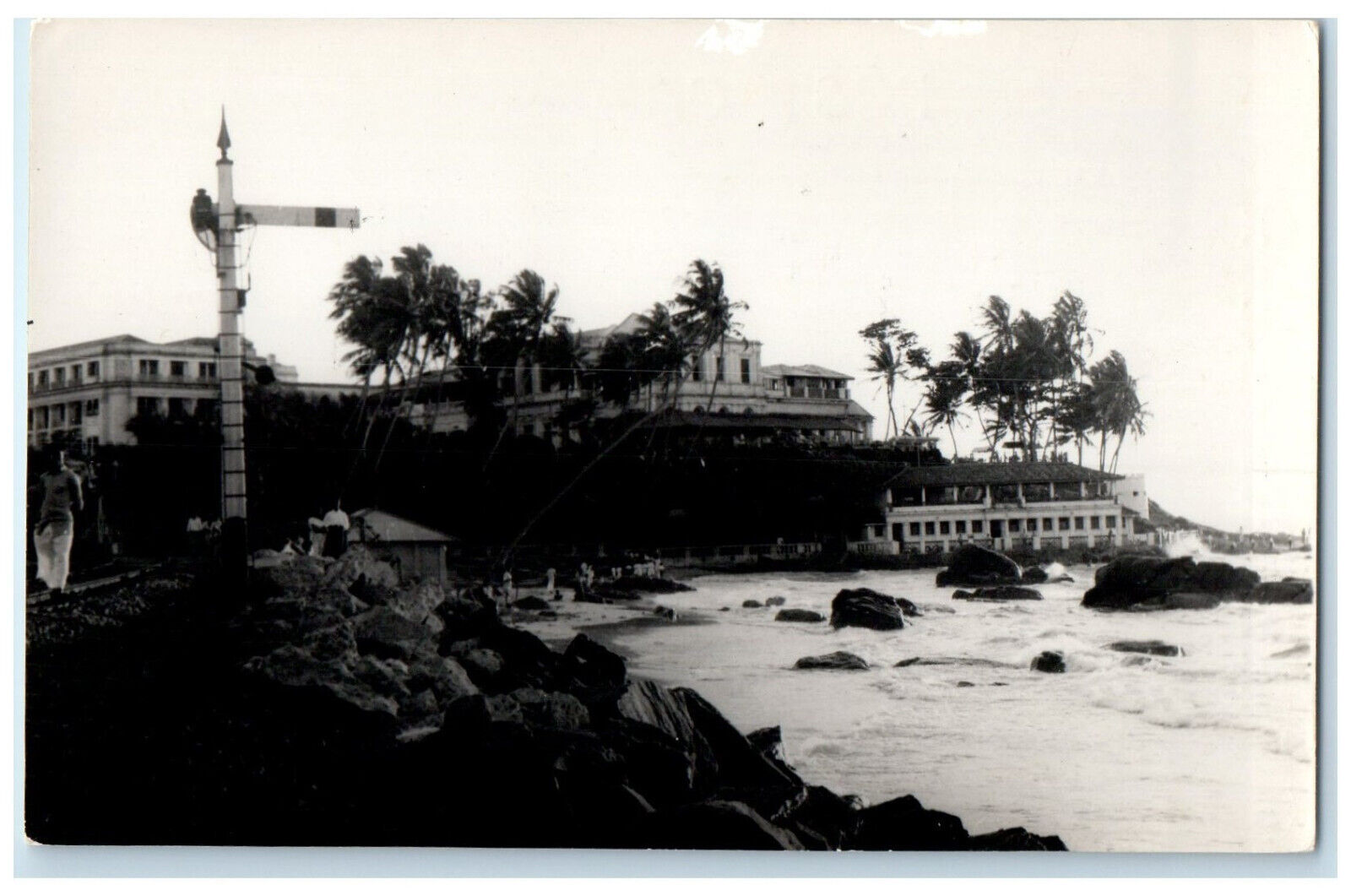 c1940's Sea View Mt. Lavinia Hotel Ceylon Sri Lanka Vintage RPPC Photo Postcard