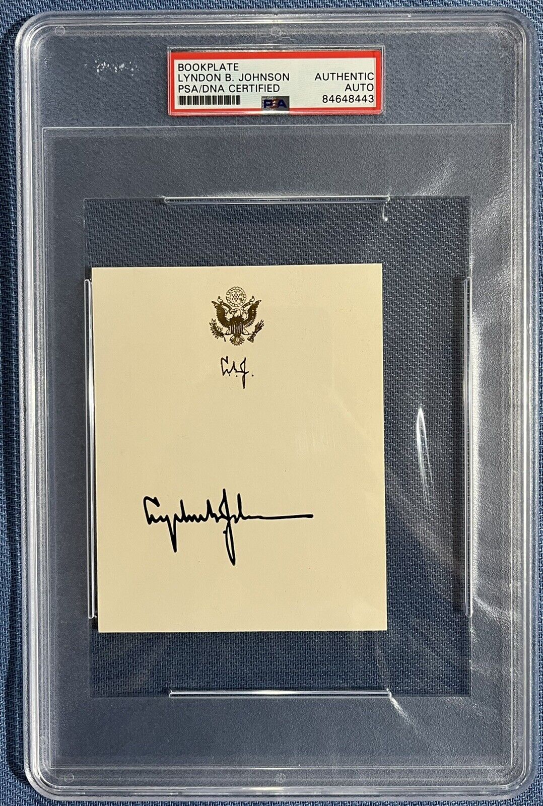 President LYNDON B JOHNSON Signed Bookplate PSA/DNA Authentic BOLD AUTOGRAPH