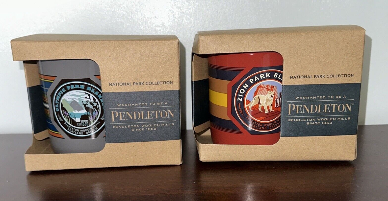 PENDLETON National Park Collections MUGS set of 2- Olympic Park & Zion Park NEW