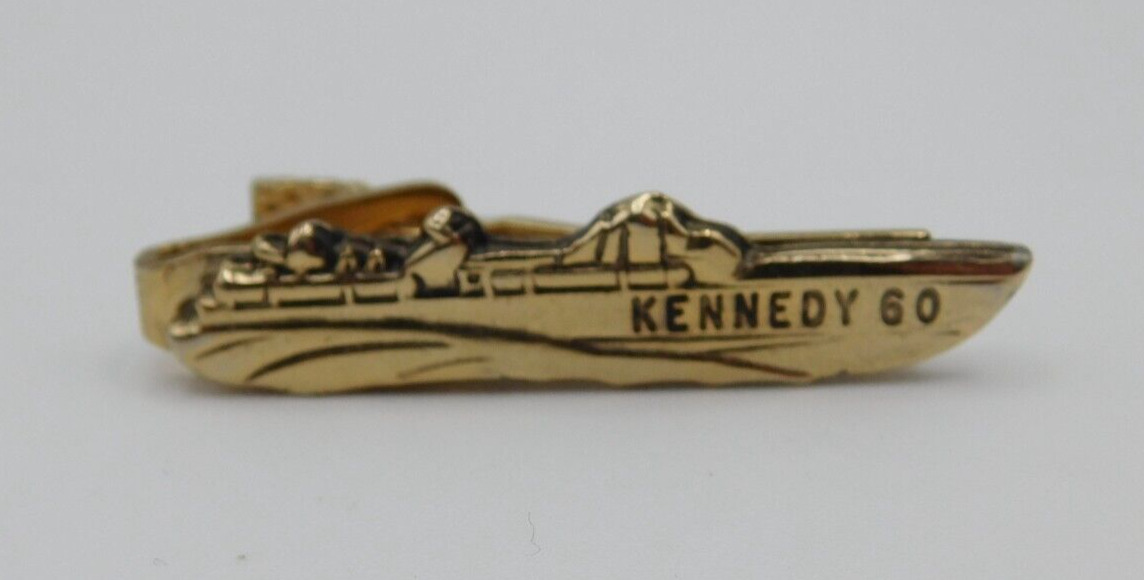 VINTAGE 1960 ELECTION JOHN F KENNEDY PY-109 BOAT GOLDTONE TIE CLIP CLASP