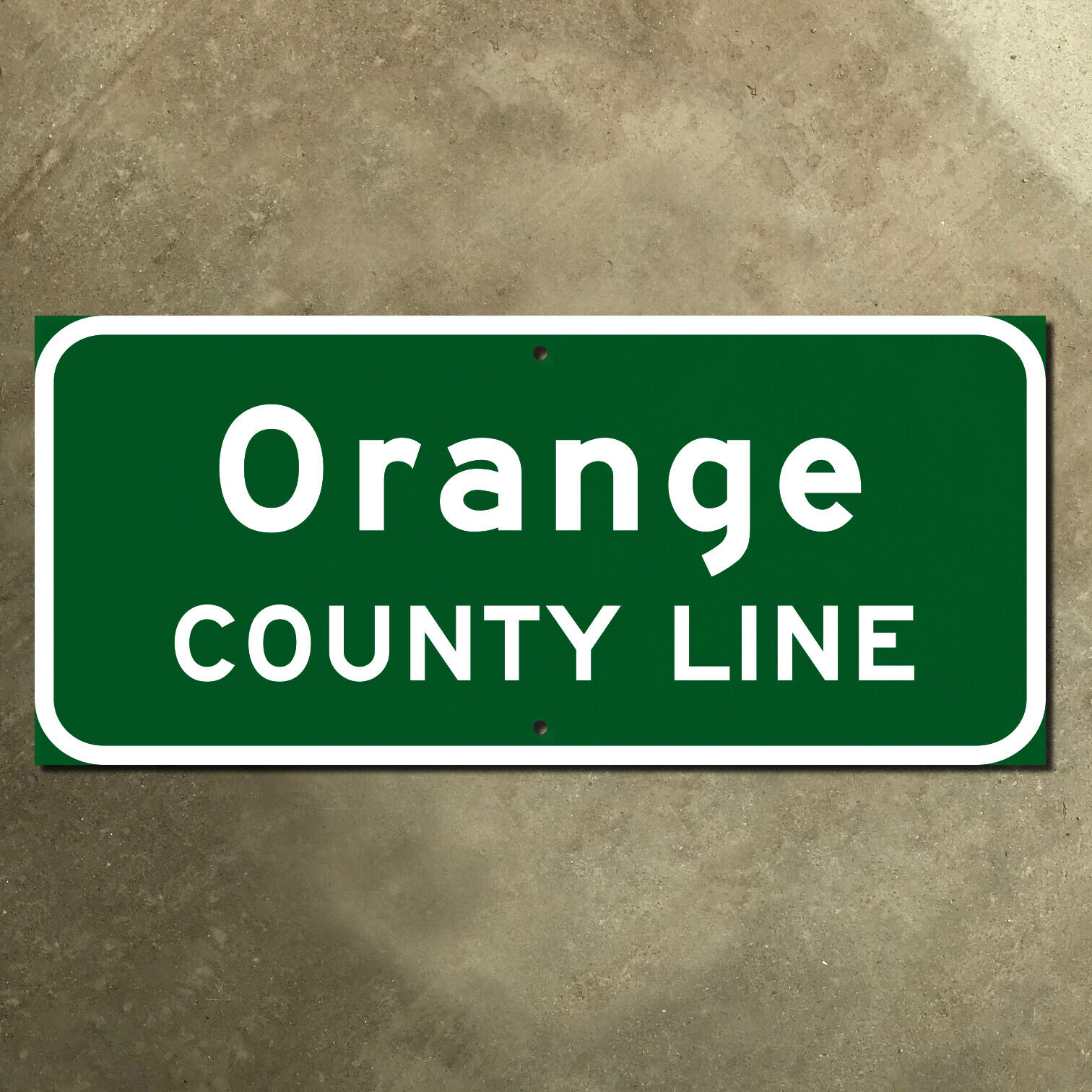 Orange California county line highway road sign green freeway Anaheim 1959 18x8