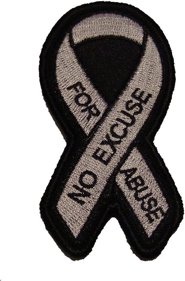 NO EXCUSE FOR ABUSE Domestic Violence Ribbon PATCH - 