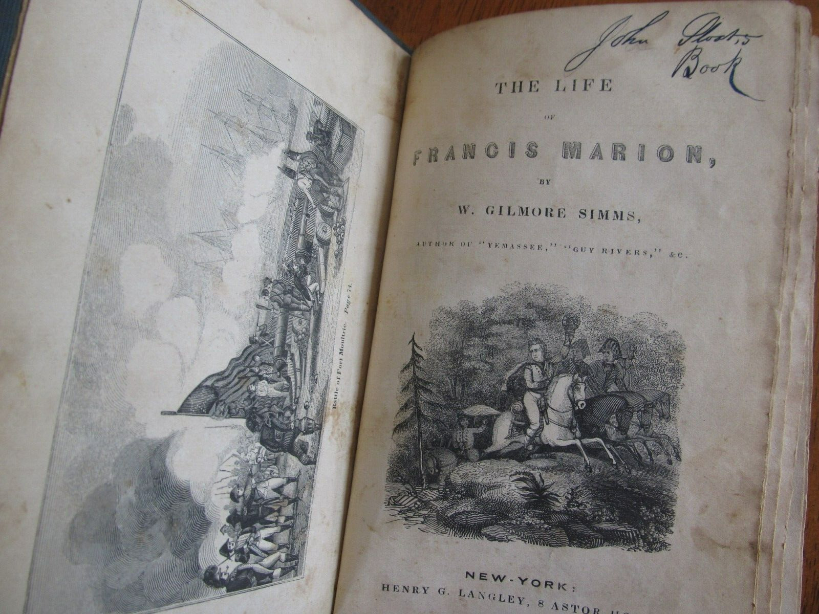 Rare Early 1844 Antique Book, LIFE OF FRANCIS MARION, South Carolina, Swamp Fox