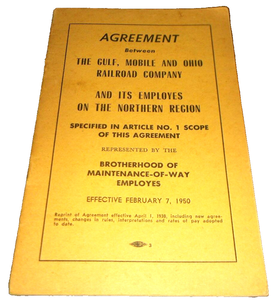 FEBRUARY 1950 GM&O AGREEMENT WITH MAINTENANCE OF WAY EMPLOYEES