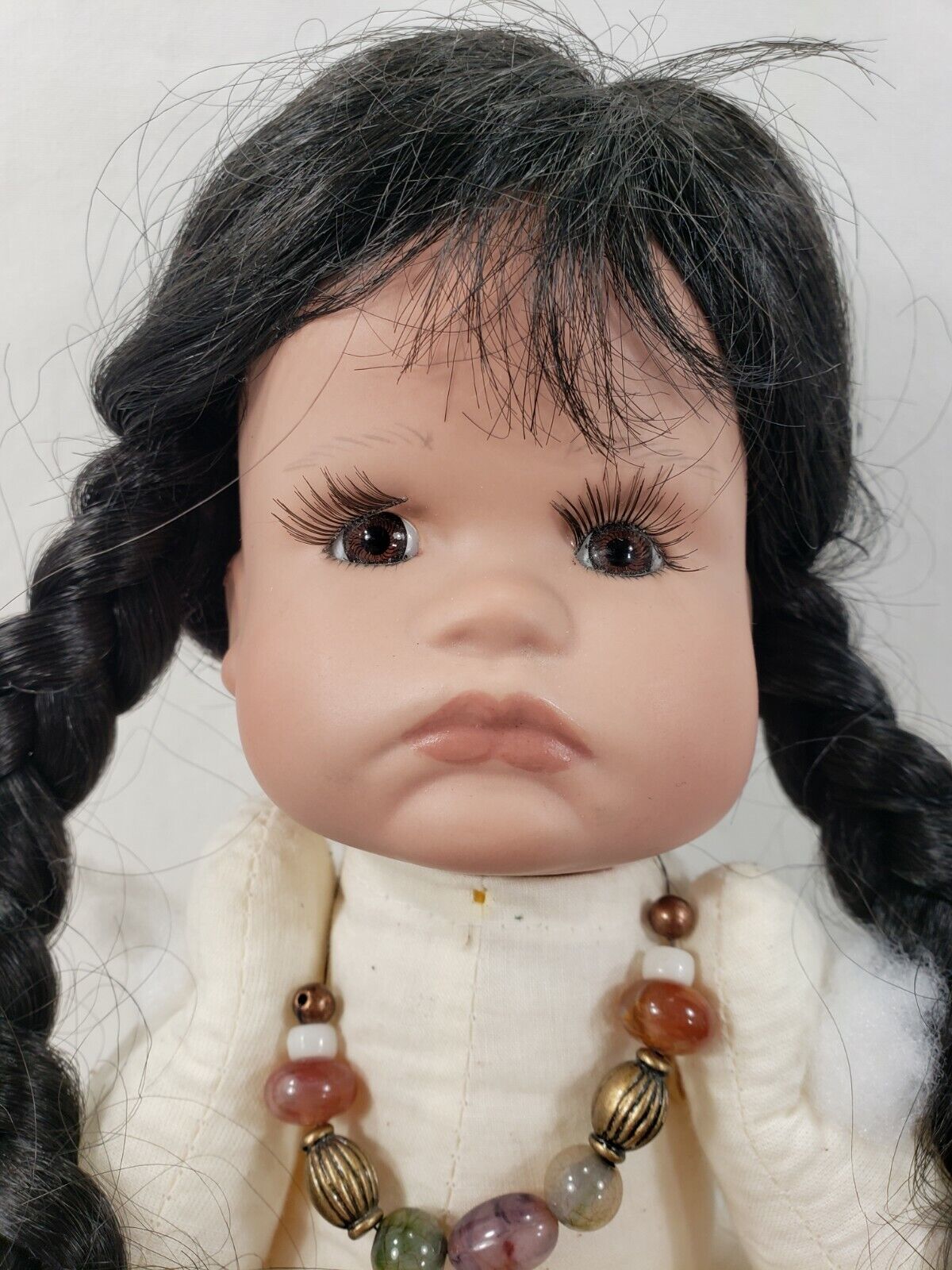Gene Schooley Porcelain Face Soft Body Native American Doll 1998 Signed