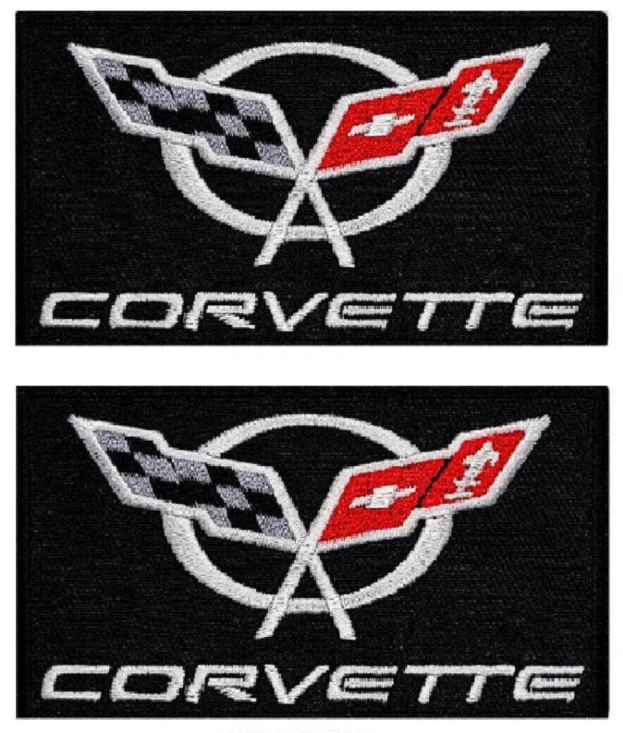 Corvette Racing Checkered Flags Embroidered Patch |2PC IRON ON OR SEW (p129)