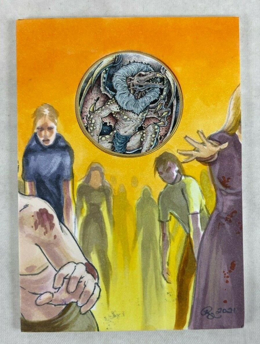 MONSTERS, ALIENS & WITCHES (T. Breyer Unique 2021) SKETCH CARD & GOLD COIN v13