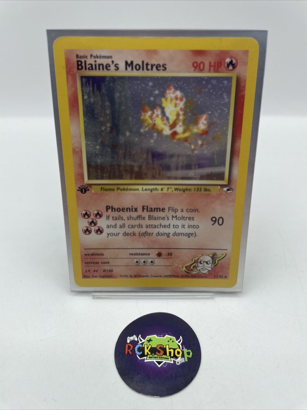 Pokemon Card - BLAINE\'S MOLTRES 1/132 1st Edition - Gym Heroes - EN - Holo