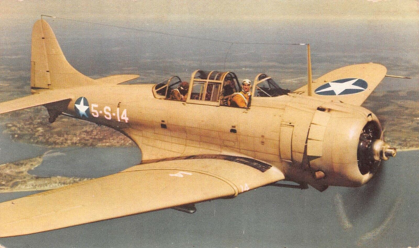 Douglass SDB Dauntless, World War II Dive Bomber, early postcard, unused