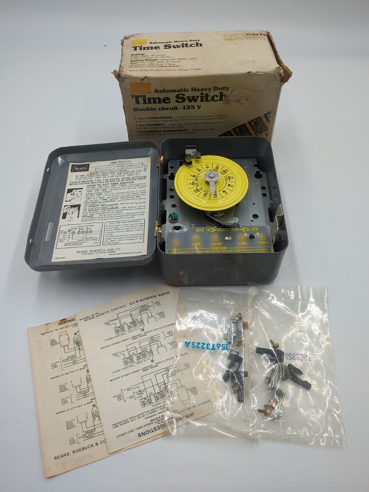 Sears Vintage All Purpose Time Switch 6170 in Original Box with Owner\'s Manual