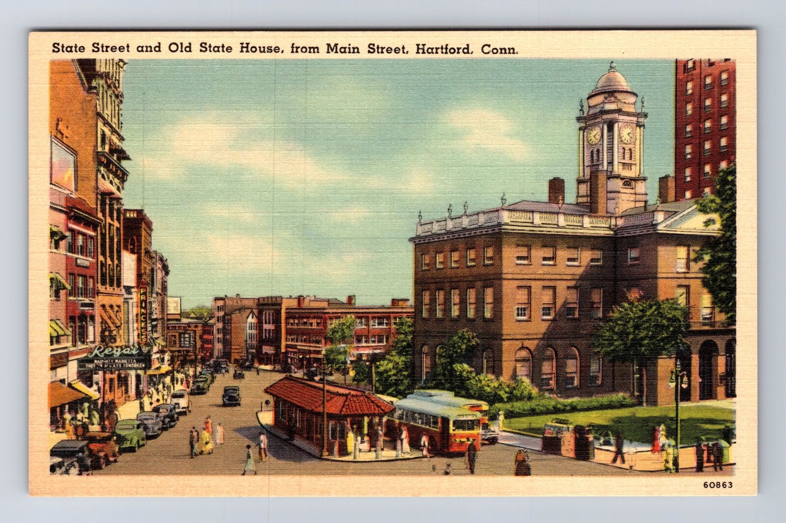 Hartford CT-Connecticut, State Street, Old State House, Vintage Postcard