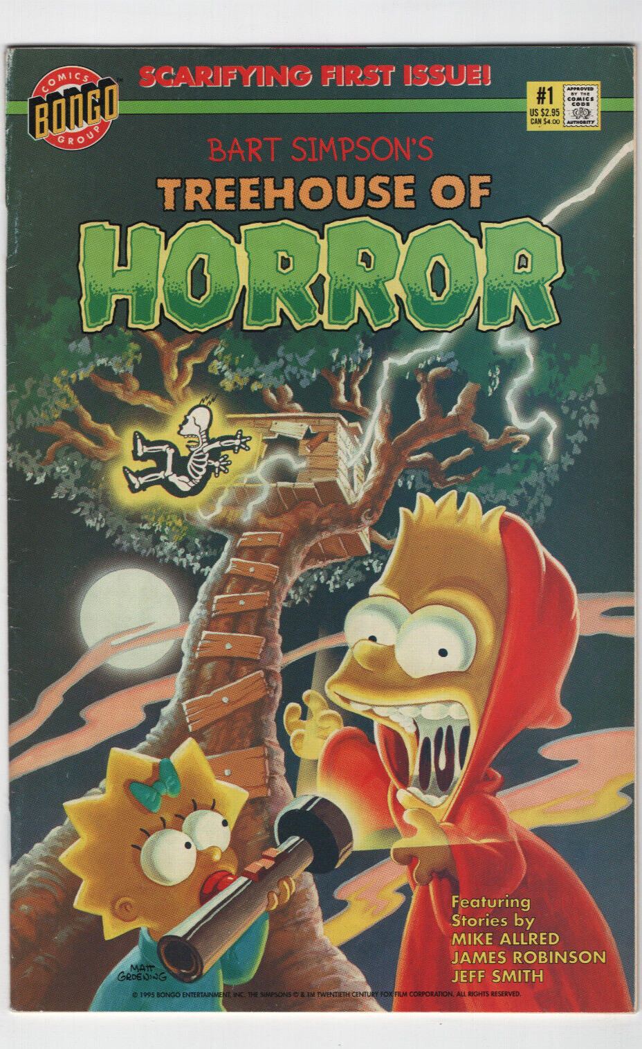 Bart Simpson's Treehouse of Horror #1 1995 Bongo Comics Newsstand UPC Variant