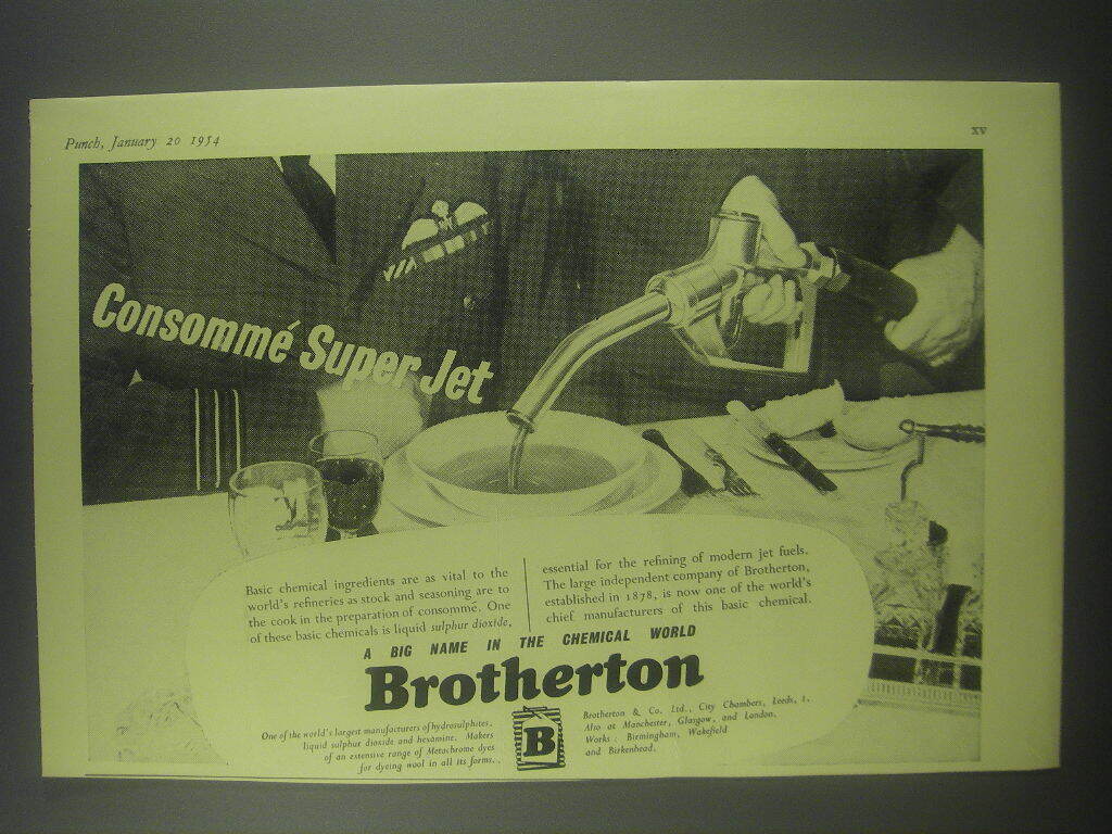 1954 Brotherton Sulphur Dioxide Ad - Consomme Super Jet