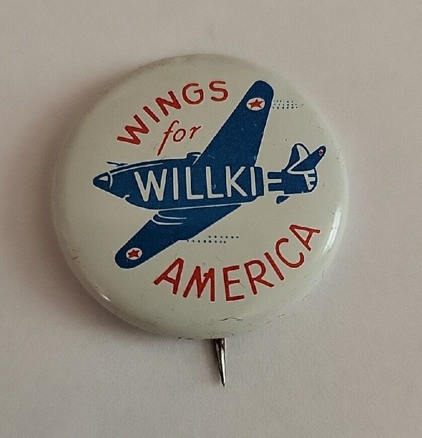 Wings For America Willkie 1940 Presidential Campaign Pin Button Amoco Oil 1972