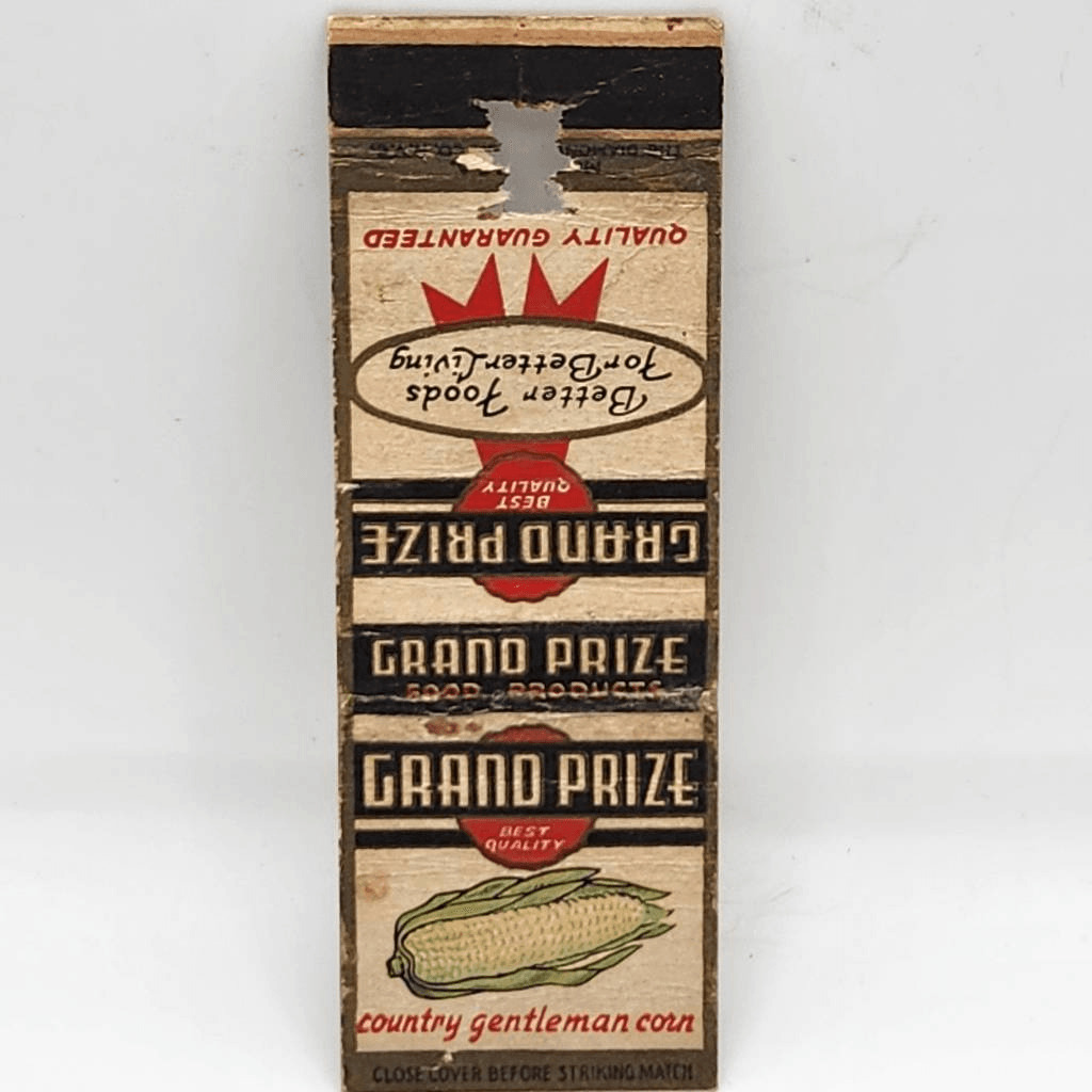 Vintage Matchcover Grand Prize Food Products Country Gentleman Corn
