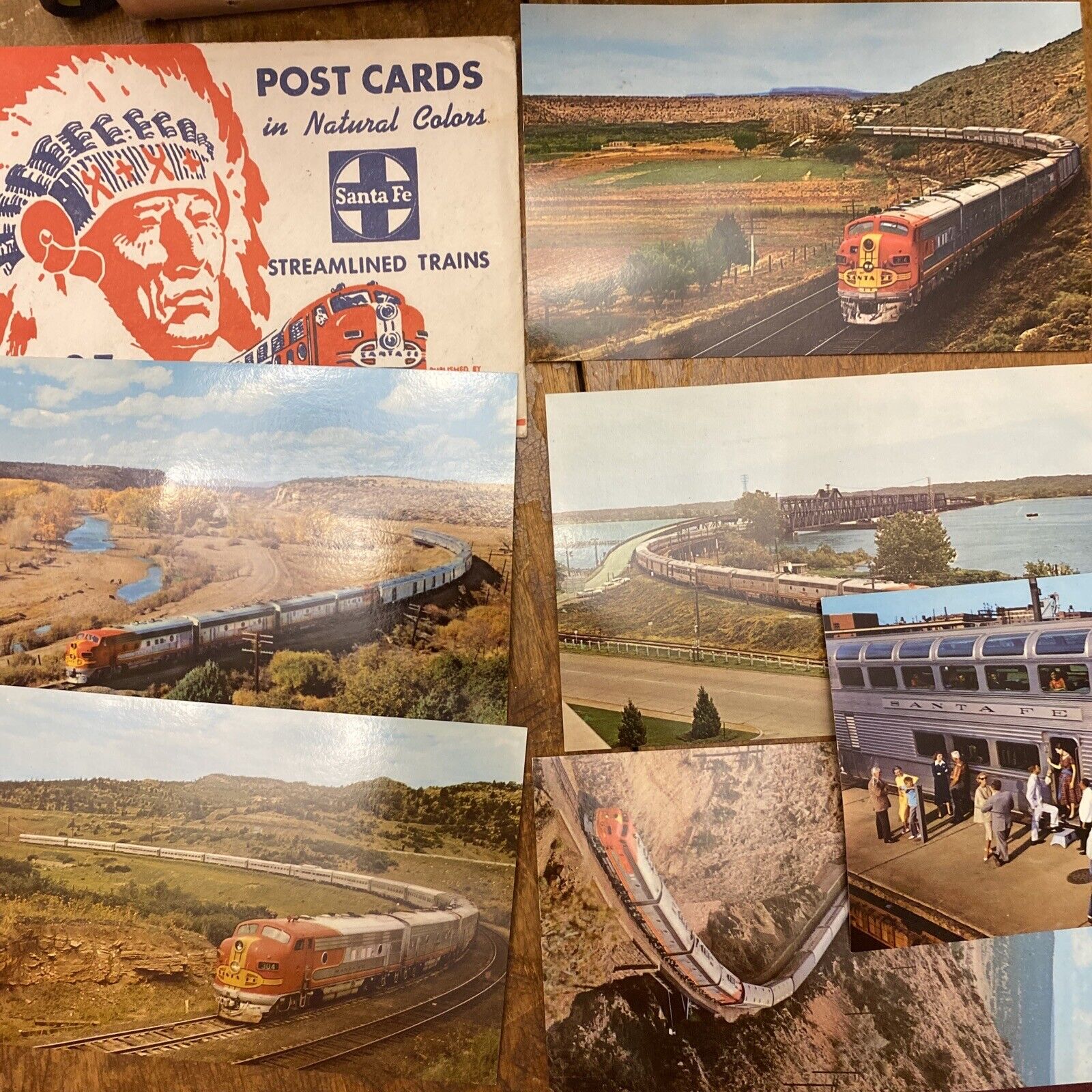 1950s Santa Fe Railroad Streamlined Trains Fred Harney postcard package Set 6