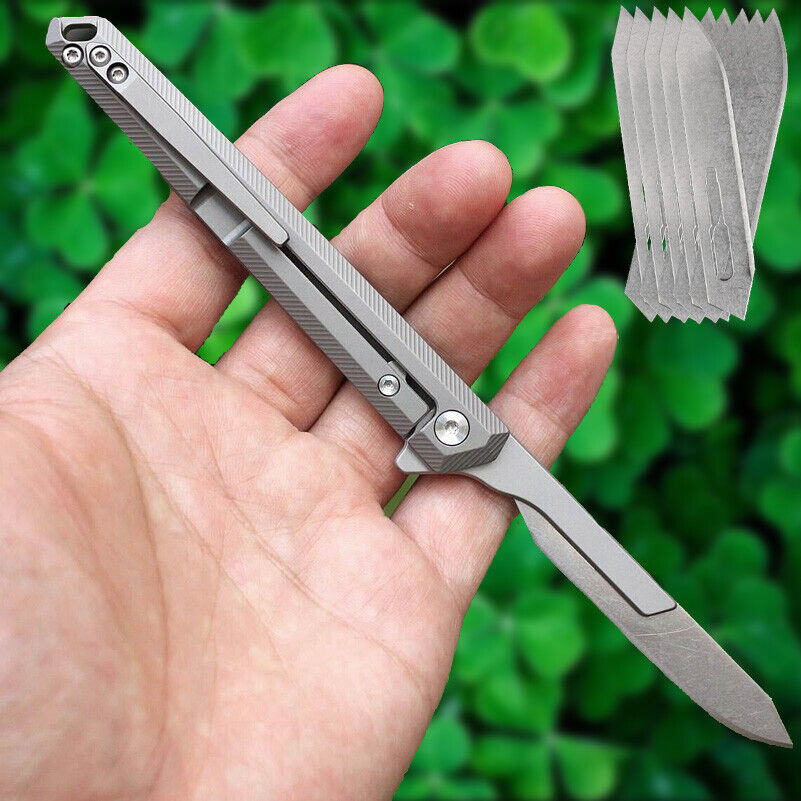 Big #60 Titanium Utility Knife Scalpel Blade Pocket Survival Camping Folding