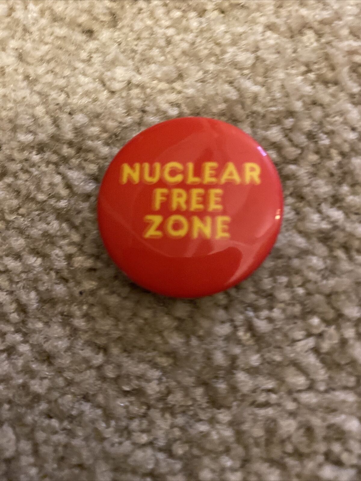 NUCLEAR FREE ZONE 1982 Anti Nuclear Protest Button - Nuclear Free Zone pin