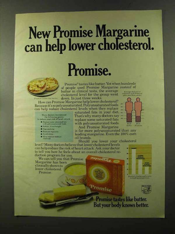 1973 Promise Margarine Ad - Help Lower Cholesterol