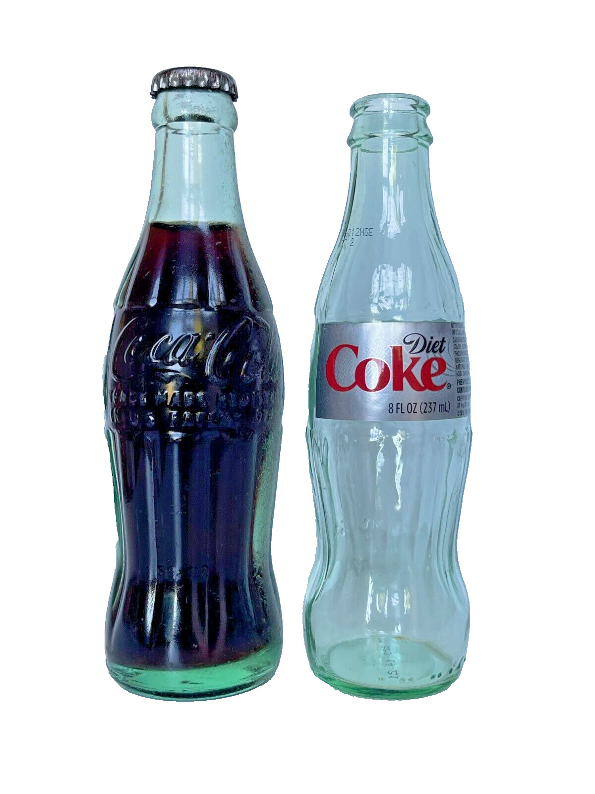 Vintage Coca-Cola 6oz Contoured bottle & 2010 Diet Coke 8oz Contoured Bottle
