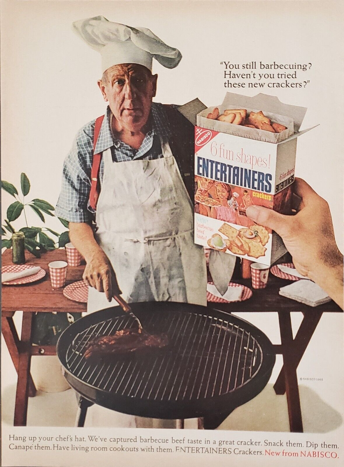 1965 Nabisco Entertainers Crackers Barbecue Beef Taste 6 Fun Shapes Print Ad