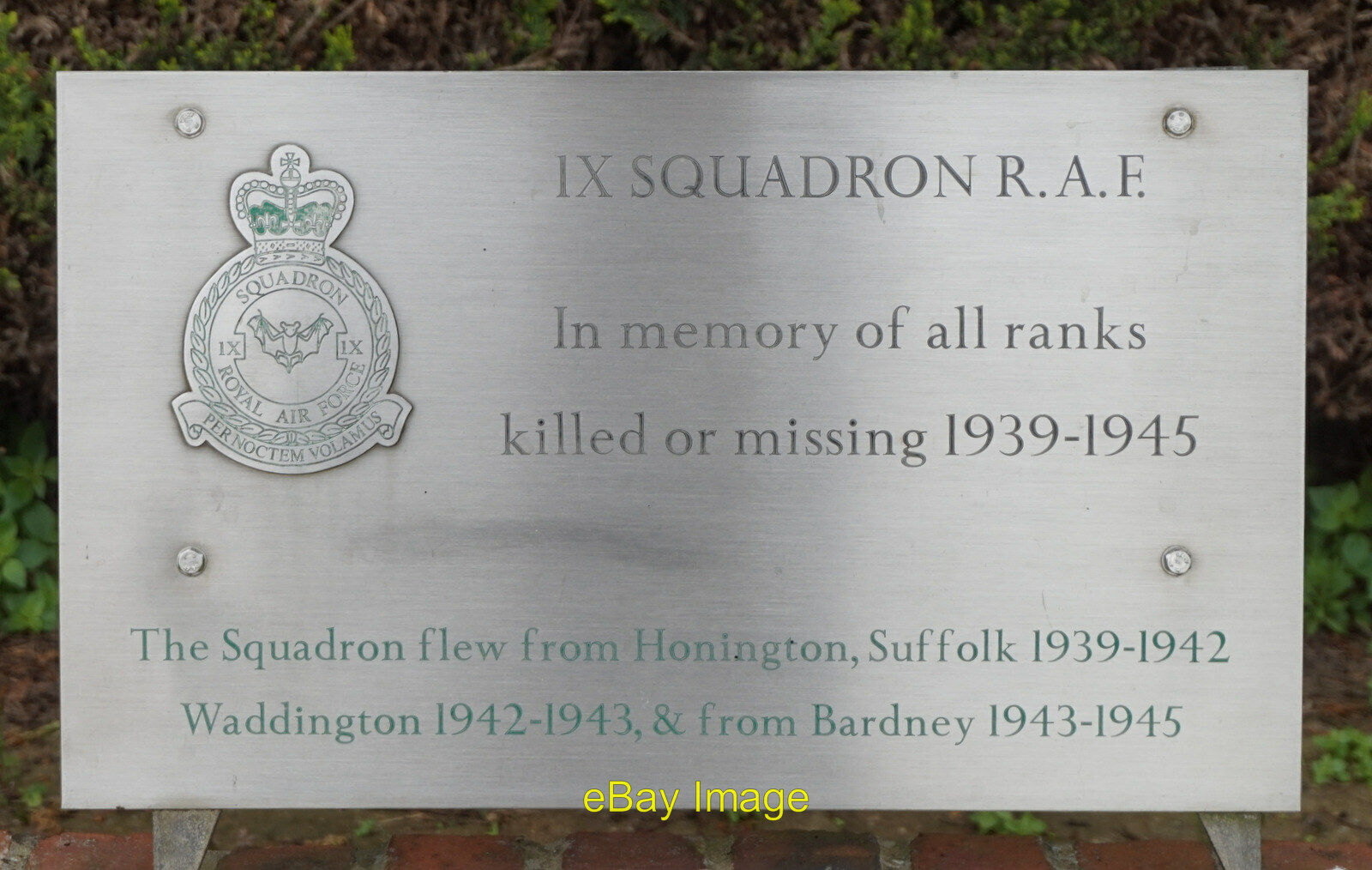 Photo 6x4 IX Squadron War Memorial Bardney Link c2018