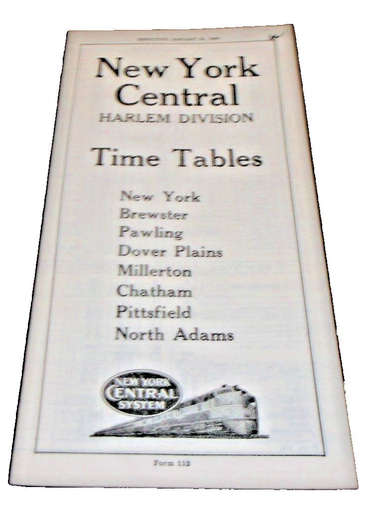 JANUARY 1951 NEW YORK CENTRAL FORM 112 HARLEM DIVISION PUBLIC TIMETABLE