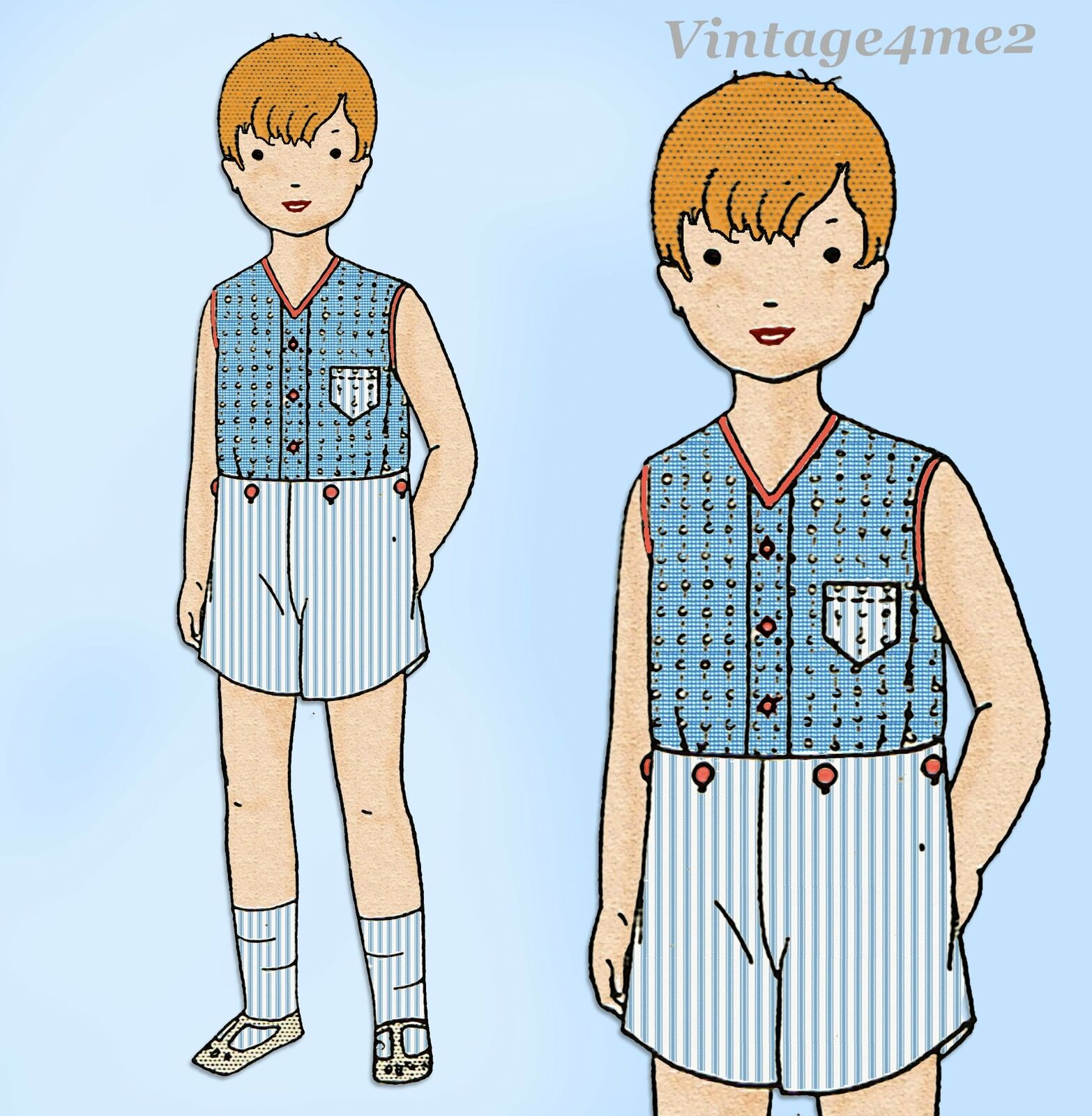 Butterick 2698: 1920s Uncut Toddler Boys Sun Suit Size 4 Vintage Sewing Pattern