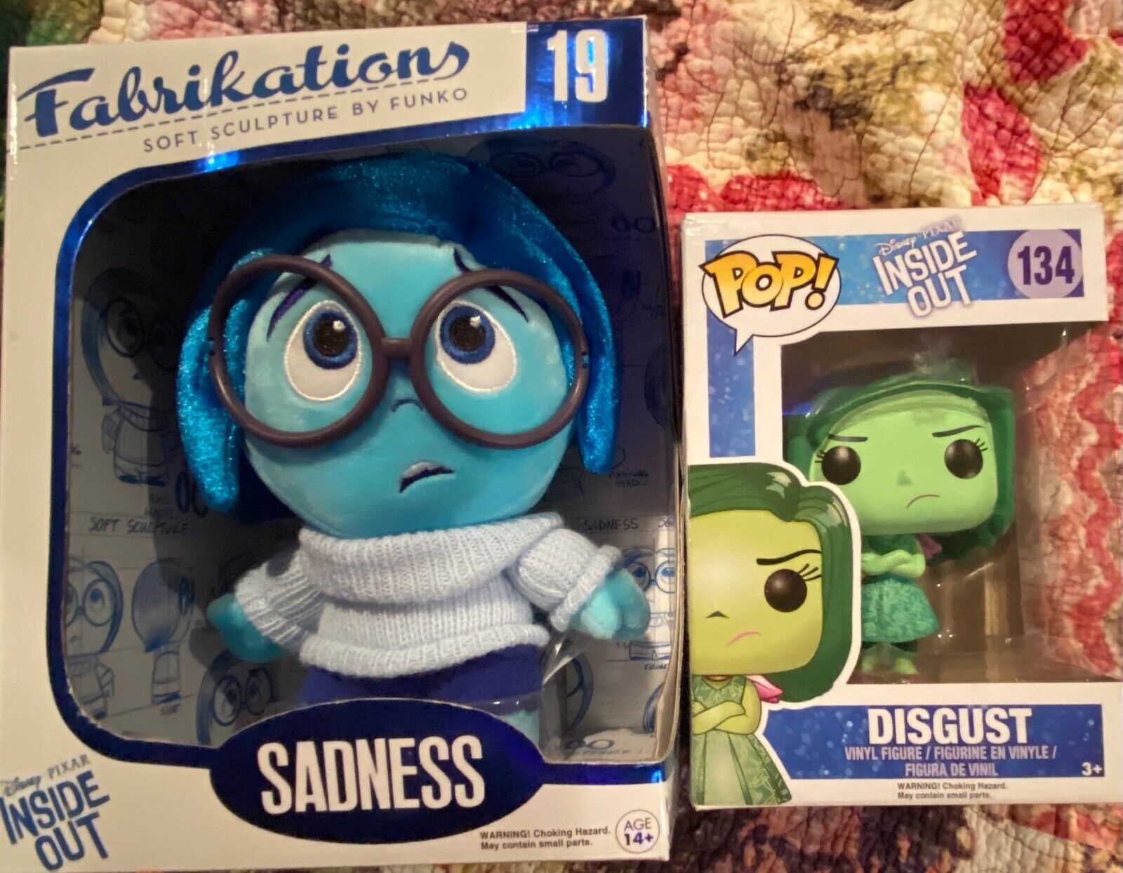 Set Funko Disney Pixar Inside Out Disgust Figure & Sadness Fabrikations Plush