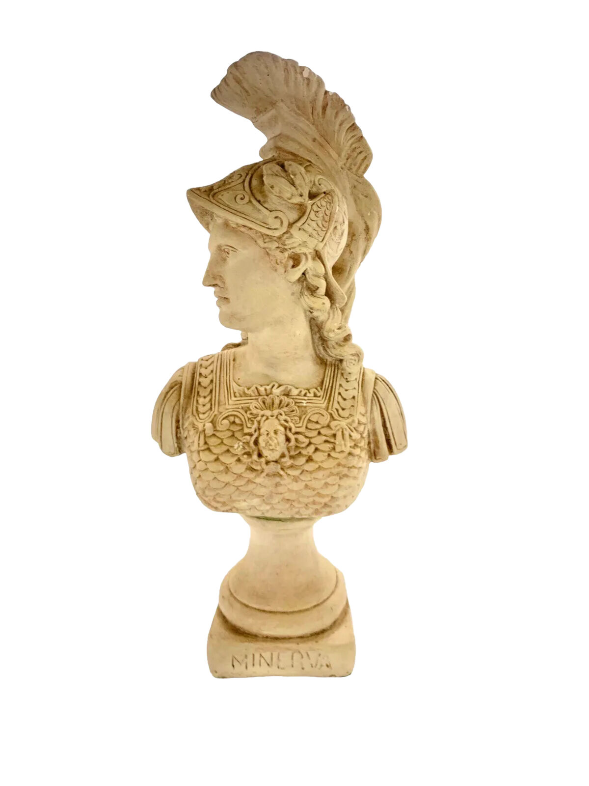Bust Ancient Greek Goddess Minerva Statue Plaster Vintage Old World Decor