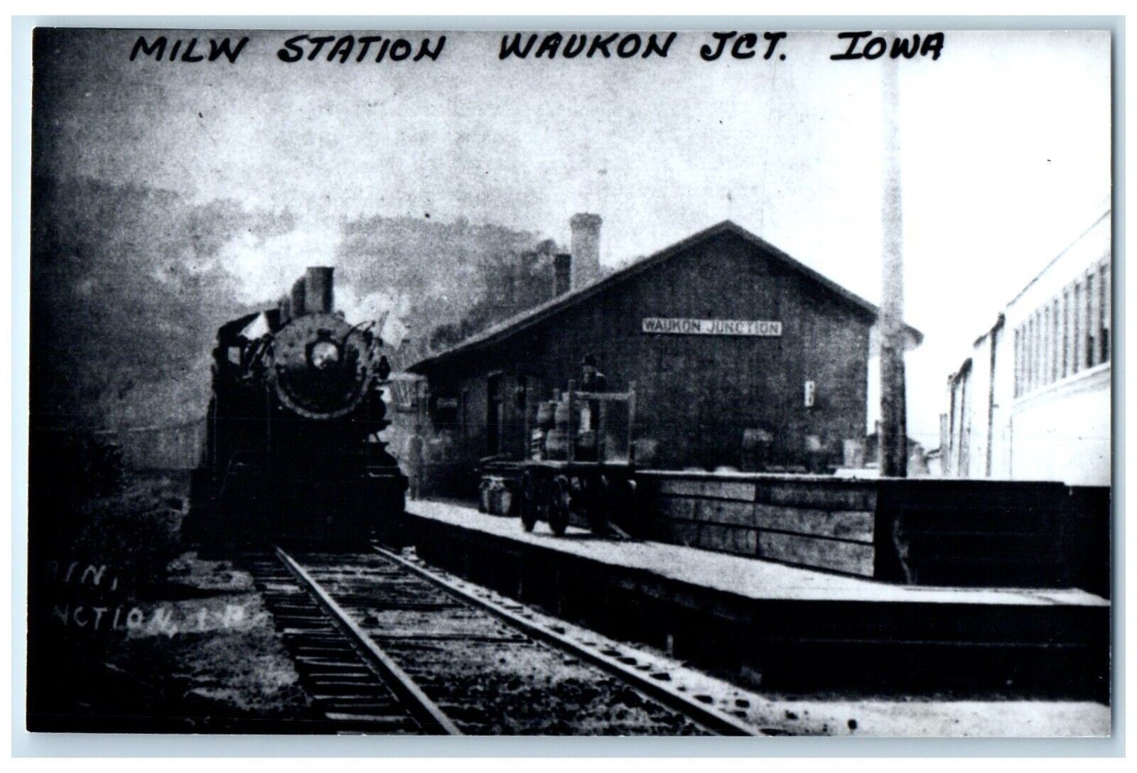 c1960's MILW Station Waukon Iowa Vintage Train Depot Station RPPC Photo Postcard