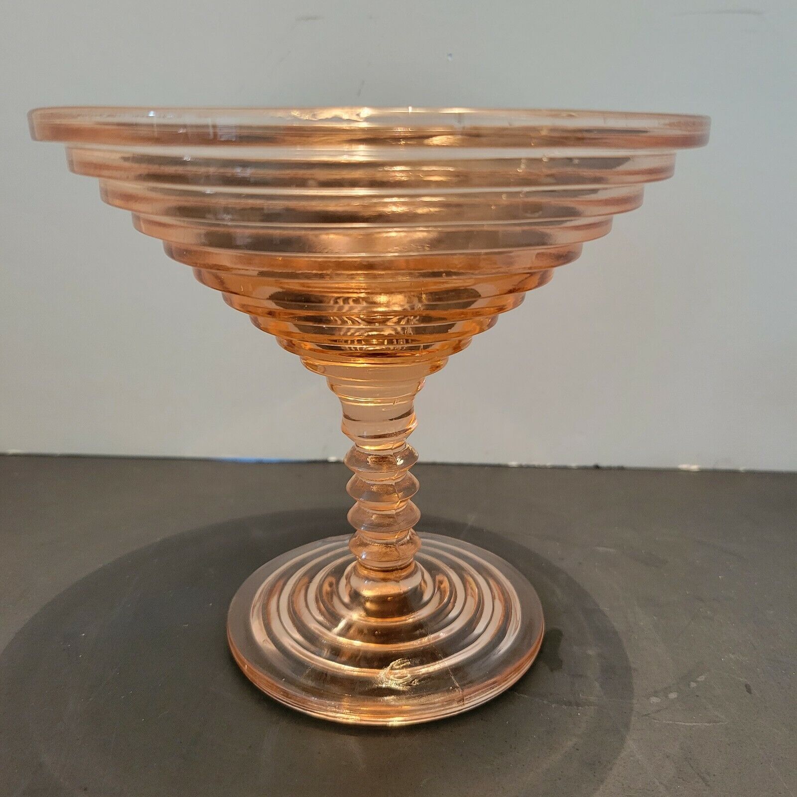 Vintage Anchor Hocking Manhattan Pink Depression Glass Martini Compote