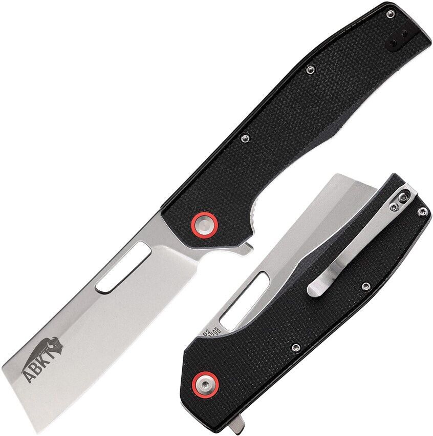ABKT Tac D-Force Liner Folding Knife 3.5” D2 Tool Steel Blade Black G10 Handle